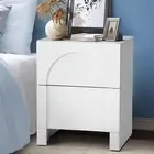 White Bedside Table with 2 Drawers Storage Cabinet Nightstand