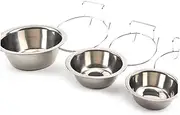 INOOMP Dog Feeder Hanging Bowl Stainless Steel Pet Supplies Easy to Clean Non-Slip Base for Small Pets Size 13cm