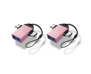 2Pcs USB 3.0 Female to Type-C Micro USB Male Connector Data Sync OTG Adapter-Pink