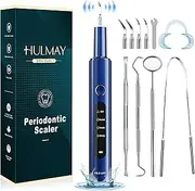 HULMAY Plaque and Tartar Remover for Teeth, Dental Calculus Remover, Teeth Cleaning Kit, LED Light, 4 Modes, 4 Replaceable Head, IPX7 Waterproof (Blue)