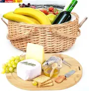 Wicker Picnic Basket Set with Charcuterie Boards for 2 - Unique Gifts Ideas for