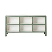 Sansha Low Pigeon Hole Boookcase Sage Green and White