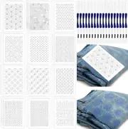 108 Pcs Sashiko Embroidery Pattern Set Stabilizers Water Soluble Embroidery Hand