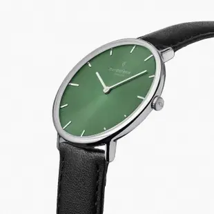 【Nordgreen】ND手錶 Native 本真 40mm 月光銀殼×橄欖綠面 極夜黑真皮錶帶(NR40SILEBLOG)