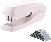PROMISE FLOURISH Desktop Stapler, Mini Stapler with Large Capacity 100 Staples, 2 Binding Modes Staples for Office School Home (White)