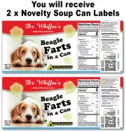 2x Funny Beagle Dog Farts Soup Can Labels - Joke Gag GIFT Pet Lover Puppy Hound