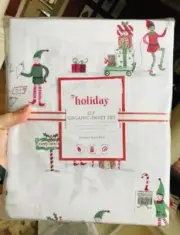 Pottery Barn Kids Elf Sheet Set Full Christmas Holiday Organic 4pc New Version