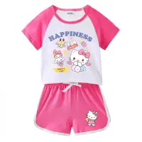 在飛比找蝦皮購物優惠-Hello Kitty 兒童夏裝 凱蒂貓套裝 男女寶寶熱褲短