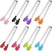 Shindel Mini Tongs for Kids, 8pcs Small Serving Tongs with Silicone Tips for Appetizers, Small Food, Ice Cube, Fruits, Sugar,Kitchen Gadgets, 5 Inch