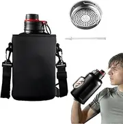 Insulated Water Bottles - 1500 ml Steel Bottle with Double Wall Vacuum Insulation, Leak-proof Drinking Cup, Water Bottle with Sling Straps for Outdoor, Hiking, Camping and Sports