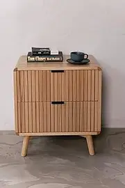 Sleepy's The Mattress Experts | Eriksen Bedside Table | 2 Spacious Drawers | High-Quality Craftsmanship | Solid Oak Wood | Natural