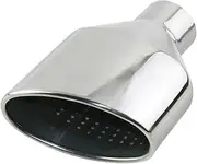 Universal Car Exhaust Tip Inter 63mm Polish Stainless Steel Rolled/oval Outlet Slant Auto Muffler End Tip Silver Black Compatible For RS4(Silver-right)