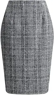 [RanRui] Women's Plaid Mini Skirt Pencil Skirt Plaid Skirt Autumn and Winter high Waist Tight Knee Length Wool mid-Length Skirt