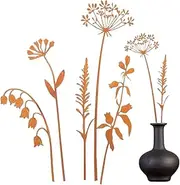 Metal Sunflower Wall Decor - Stems Artificial Eucalyptus | Metal Flowers | 5 Pieces Waterproof Decorative Garden Stakes - Vintage Home & Garden Accessory for Spring Halloween Farmhouse
