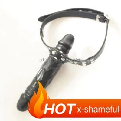 Two Headed Plugs Restriant Studded Leather Open Mouth Lockable Gags Binidng