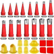 27 Pcs Caulking Finisher Kit, Reusable Caulking Nozzle Coating 15 Caulking Nozzle Applicators Caulking Tool Kit with 8 Connector Caulking Guns and 4 Grout Scraper for Bathroom Doors Windows