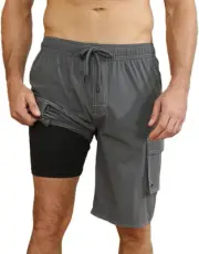 SONGDAI Mens Swim Trunks Swim Shorts for Men Quick Dry with Compression Liner Po