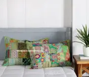 24*16" Pillow Sham Cushion Embroidered Bohemian Indian Patchwork Pillow Cover