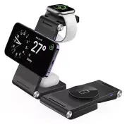 Magnetic Wireless Charger Stand, 3 in 1 Foldable Wireless Charging Black