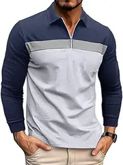 [Generic] Men's 1/4 Zip Polo Shirts Casual Long Sleeve Tops Raglan T-Shirt Golf Shirt