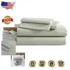 Full Size Cotton Flannel Bedding Set - Soft Brushed Green Sheets & Pillowcases