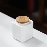 sealed lids, Square,Ceramics Food Storage Jar with Wooden Lid,Kitchen Food Storage Canister for Coffee,Tea,Spices And Nuts,B(A)