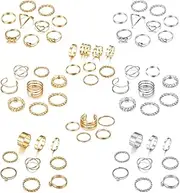 [Kakonia] 65PCS Bohemian Knuckle Ring Midi Ring Set Hollow Silver Gold Vintage Stackable Rings Fashion Finger Knuckle Midi Rings for Women