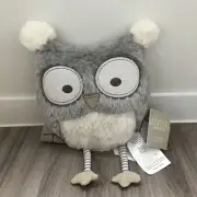 New Levtex Baby Gray Striped Plush Owl 15" Stuffed Pillow Nursery Lovey NWT