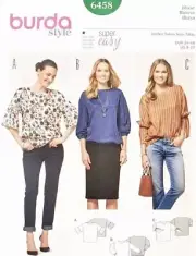 NEW Burda Sewing Pattern 6458 Elegant Tops Blouse 3 Variations Size 8-20