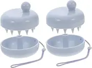 Beaupretty 2pcs Silicone Scalp Massager Brush with Detachable Cover Hanging Strap Durable Hair Care Tool for Scalp Exfoliation Gentle Hair Wash Head Relaxation Brush