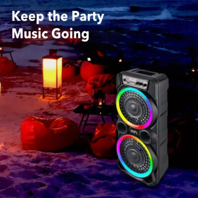 Dual 8" Sub woofer Portable Bluetooth Speaker Wireless Rechargeable AUX/FM/TF/RC