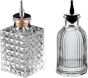 Set of 2 Glass Bitter Bottles for Home Bar Display