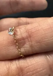 Ultra Thin Minimalist 8K 333 Diamond Sparkle Cable Chain Gold Simple Size 7 Ring