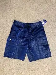NWT Mens Quicksilver Shorts Swim Suit Trunks Beach Blue Size 33". 10” Inseam