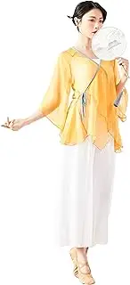 [Angcoco] Women's Chinese Irregular Hem Cardigan Sheer Dance Top Shirt