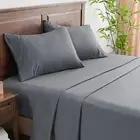 King Sheets Set Grey - 65% Polyester & 35% Rayon Made from Bamboo Silky Bed Shee