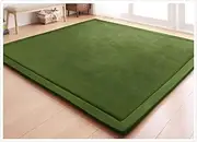 Aurour Coral Velvet Area Rugs Play Mat, 3cm Thick Carpet Crawling Mat for Nursery Baby Toddler Children Kids Room, Yoga Mat Exercise Pads (Green, 150x200cm)