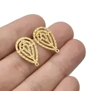 20pcs Stainless Steel Hollow Gold Color Drop Shape Earrings Hooks Posts