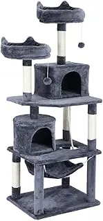158cm Multi-level Cat Tree Gym Climbing Tree Tower Scratching Post Kit with Hammock Platform Condo Toy