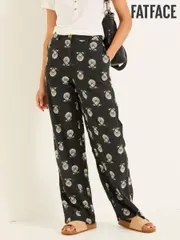FatFace Ellie Washed Black Lino Shell Straight Leg Trousers (AK4817) | $159