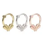 14K Real Solid Gold Leaf Clicker Hoop - Septum Cartilage Daith Tragus Piercing