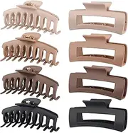 ETHEL 8 Pack 4.3 Inch Large Hair Claw Clips for Women Thin Thick Curly Hair, Big Matte Banana Clips,90's Strong Hold jaw clip