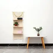 Ycsst Macrame Wall Hanging Shelf - Boho Bathroom Shelf - Bohemian Decor for Bedroom - Living Room - 3 Tier Wall Hanging Shelf for Small Plants - Handmade Large Eclectic Boho Home Decor