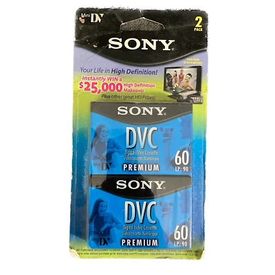 Sony Mini DV Premium Digital Video Cassette, 60 Min., 2 Tapes, NOS DVM60PRL