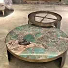24" Elegant Round Amazonite Coffee Table Top Random Gemstone Luxury Hallway Deco