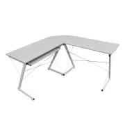 Design Square L-shape Office Study Computer Desk Metal Frame - Light Grey