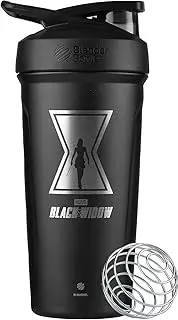 BlenderBottle Marvel Strada Cup Insulated Stainless Steel Shaker Bottle with Wire Whisk, 24-Ounce, Black Widow