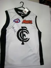 CHRIS JUDD HAND SIGNED CARLTON WHITE AWAY JERSEY UNFRAMED + PHOTO PROOF + C.O.A