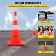 Safety Cones 10PCS 28\ Traffic Cones PVC Orange Construction Cones 2 Reflective Collars Traffic Cones with Weighted Base and Hand-Held Ring Used"