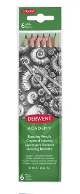 Pencils Graphite (2h To 3b) Derwent Academy Sketching x6